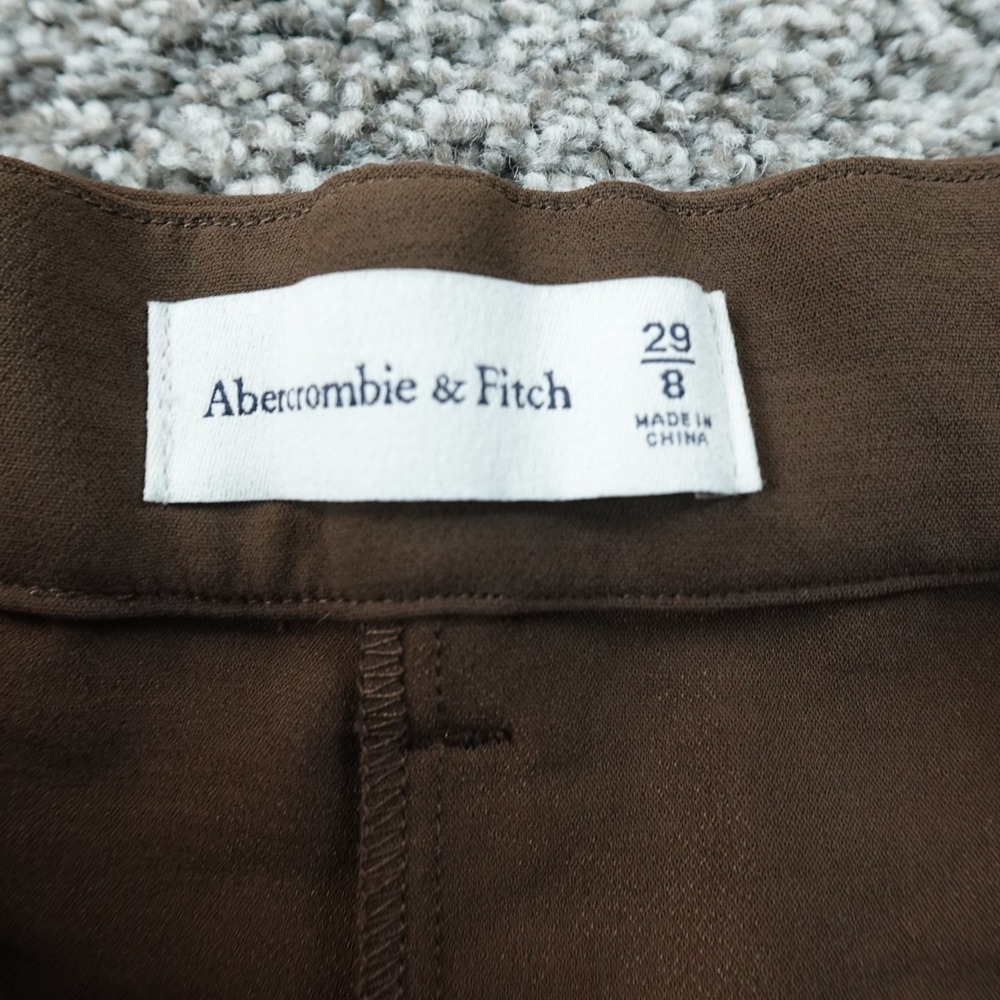 Abercrombie Fitch Pants Womens 29 Brown Wide Leg Chino Trouser Pleated High Rise - Picture 7 of 12